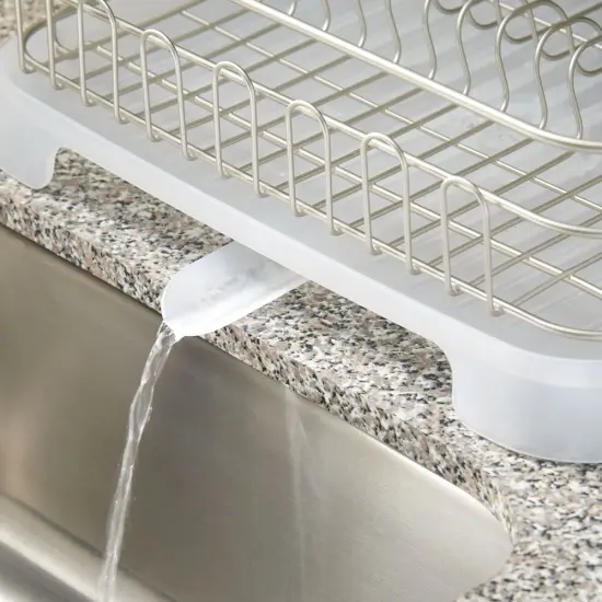 mDesign Alloy Steel Sink Dish Drying Rack Holder with Swivel Spout {3}