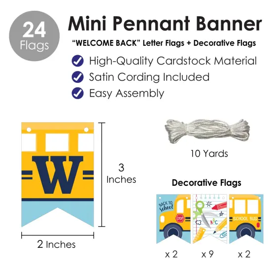 Big Dot of Happiness Back to School - First Day of School Classroom Decorations Mini Pennant Banner - Welcome Back {6}