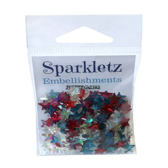 Buttons Galore Sparkletz DIY Craft Embellishments 18 Grams - 3 Packs of Patriotic Stars {2}