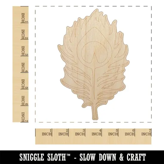 Elegant Peacock Feather Unfinished Wood Shape Piece Cutout for DIY Craft Projects {1}