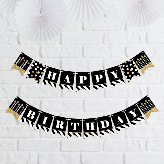 Big Dot of Happiness Adult Happy Birthday - Gold - Birthday Party Mini Pennant Banner - Happy Birthday {1}
