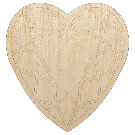 Heart Gem Cut Diamond Jewelry Unfinished Wood Shape Piece Cutout for DIY Craft Projects {7}