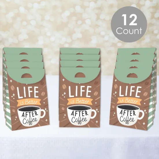Big Dot of Happiness But First, Coffee - Cafe Themed Gift Favor Bags - Party Goodie Boxes - Set of 12 {3}