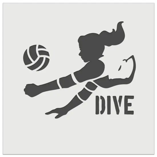 Volleyball Woman Dive Sports Move Wall Cookie DIY Craft Reusable Stencil {7}