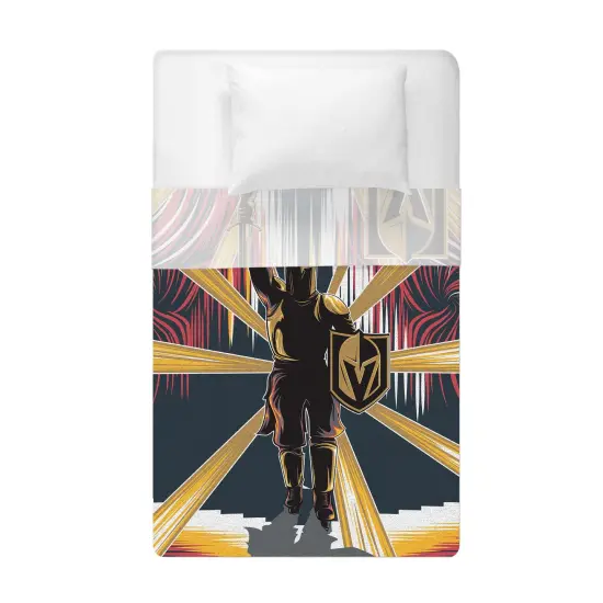 Sleep Squad Vegas Golden Knights Knight 60&rdquo; x 80&rdquo; Raschel Plush Hockey Blanket {3}