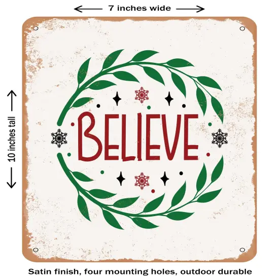 DECORATIVE METAL SIGN - Believe - 4- Vintage Rusty Look {2}