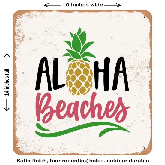 DECORATIVE METAL SIGN - Aloha Beaches2- Vintage Rusty Look {1}