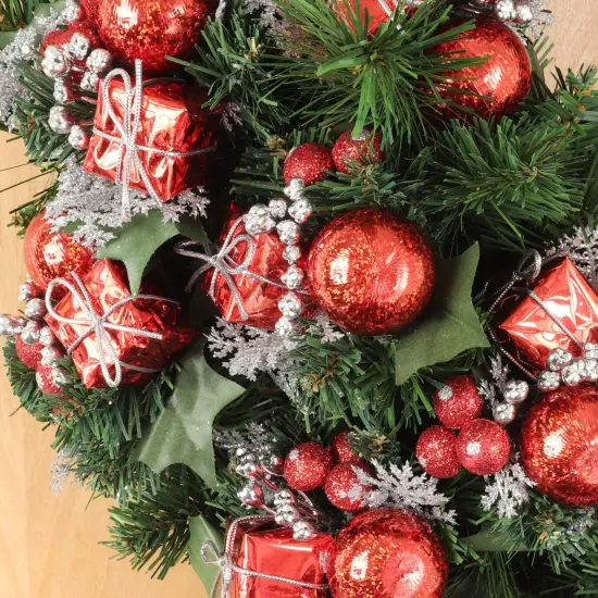 Holly Pine Pick with Ball Ornament - Add Festive Charm to Your Xmas Decorations {2}