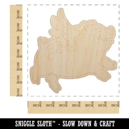 Flying Pig with Wings Unfinished Wood Shape Piece Cutout for DIY Craft Projects {1}