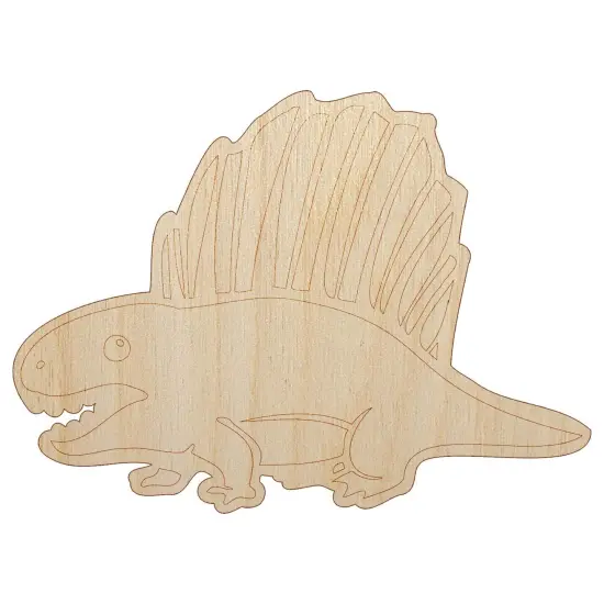 Wary Dimetrodon Dinosaur with Dorsal Sail Fin Unfinished Wood Shape Piece Cutout for DIY Craft Projects {7}
