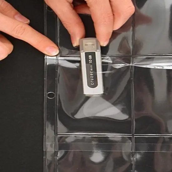 Plastic Pages - Memory (SD) Cards and Flash Drives - Top Load with Flaps - for 3-Ring Binders {4}