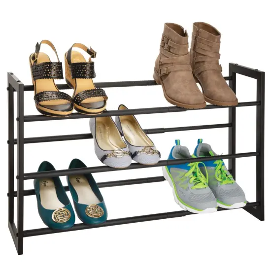 mDesign Metal 3 Tier Adjustable/Expandable Shoe and Boot Rack {1}