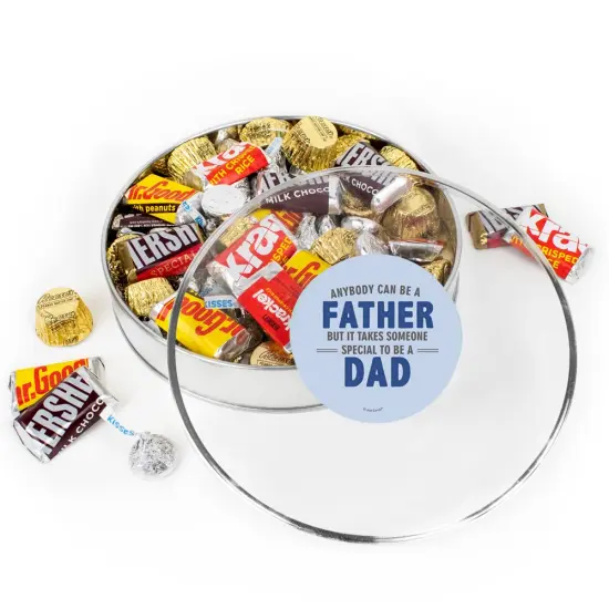 Father's Day Chocolate Gift Tin - Plastic Tin with Candy Hershey's Kisses, Hershey's Miniatures & Reese's Peanut Butter Cups By Just Candy {1}