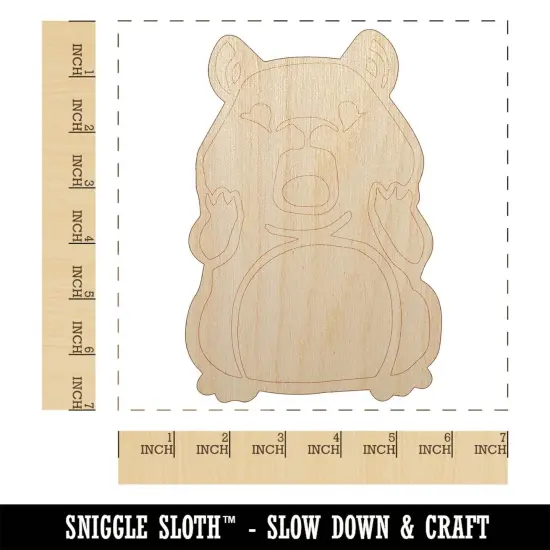 Shocked Scared Cute Hamster Rodent Gasp Unfinished Wood Shape Piece Cutout for DIY Craft Projects {1}