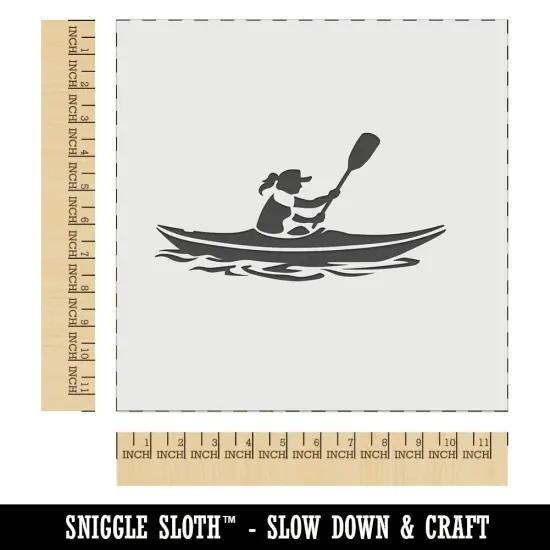 Woman Paddling Kayak Side View Wall Cookie DIY Craft Reusable Stencil {1}