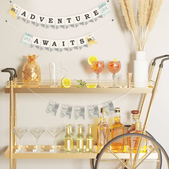 Big Dot of Happiness World Awaits - Travel Themed Party Mini Pennant Banner - Adventure Awaits {3}