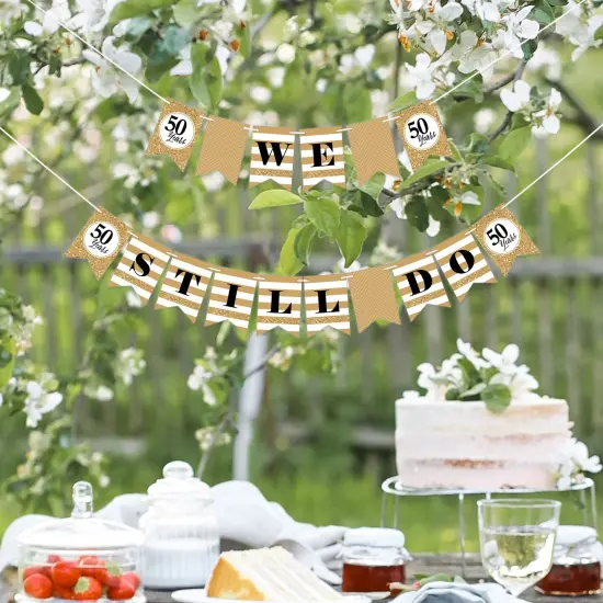Big Dot of Happiness We Still Do - 50th Wedding Anniversary - Anniversary Party Mini Pennant Banner - We Still Do {7}