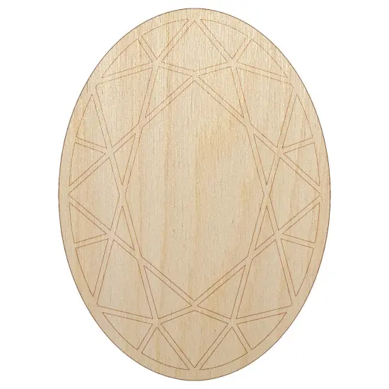Oval Gem Diamond Cut Jewelry Unfinished Wood Shape Piece Cutout for DIY Craft Projects {7}