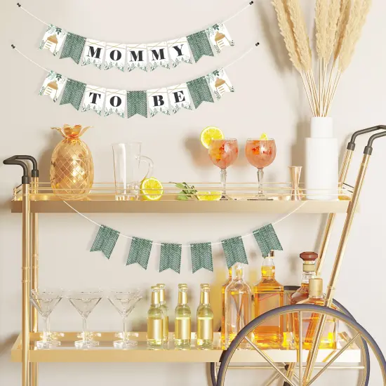 Big Dot of Happiness Boho Botanical Baby - Greenery Baby Shower Mini Pennant Banner - Mommy To Be {3}