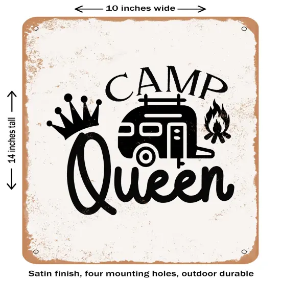 DECORATIVE METAL SIGN - Camp Queen - 2- Vintage Rusty Look {1}