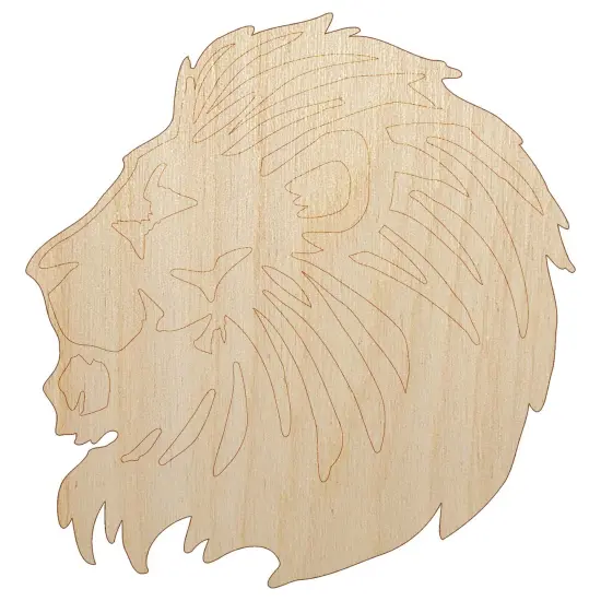Regal Maned Lion Head Side Profile Unfinished Wood Shape Piece Cutout for DIY Craft Projects {2}