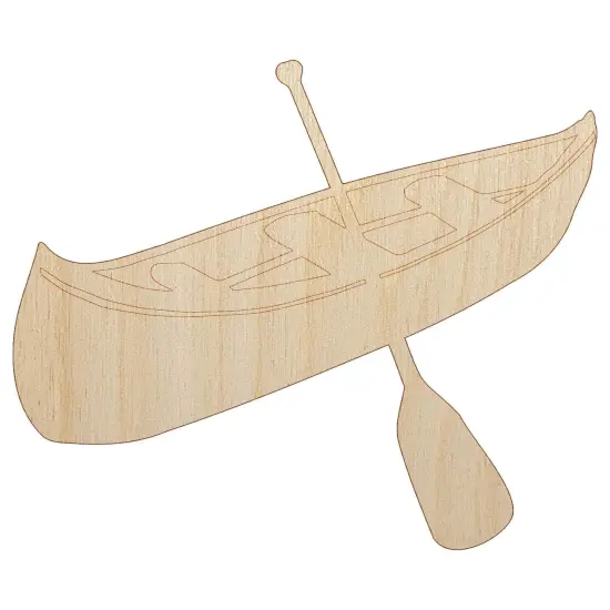Canoe Water Boat with Paddle Unfinished Wood Shape Piece Cutout for DIY Craft Projects {7}