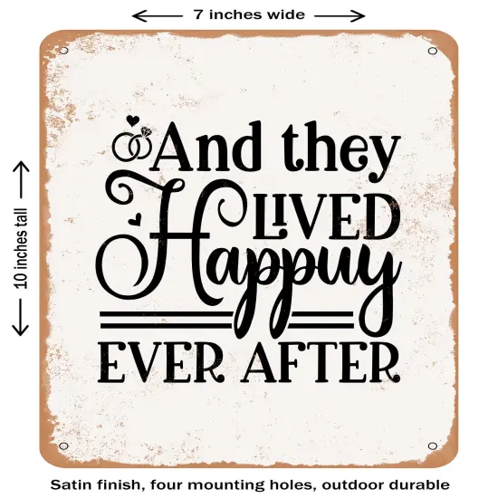 DECORATIVE METAL SIGN - and they Lived Happily Ever After - 2- Vintage Rusty Look {2}