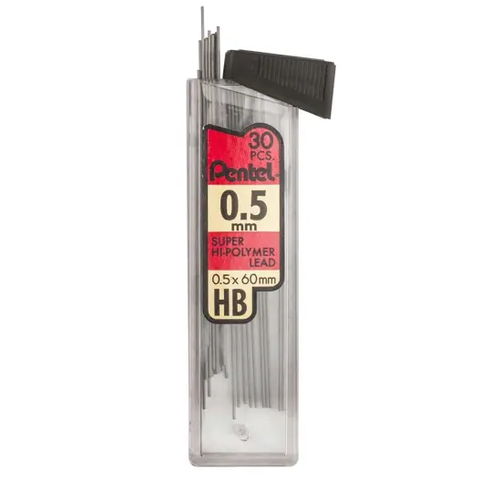 HB Super Hi-Polymer Leads, 0.5mm, Black, 30 Per Pack, 12 Packs {4}