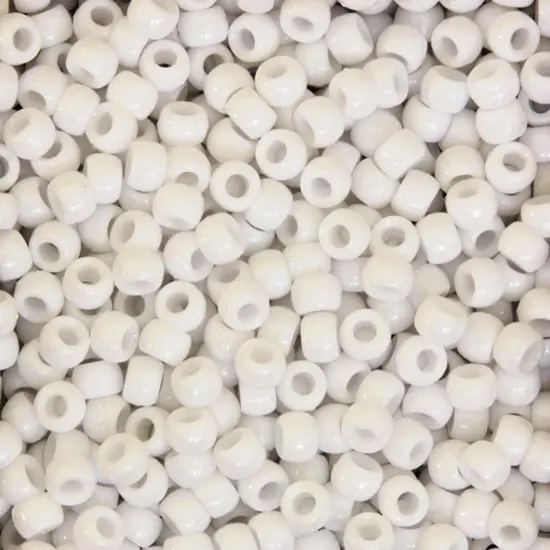 Pony Beads, White, 6 mm x 9 mm, 1000 Per Pack, 3 Packs {2}