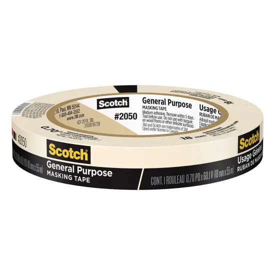 General Purpose Masking Tape, 0.70 in x 60.1 yd (18mm x 55m), 6 Rolls {1}