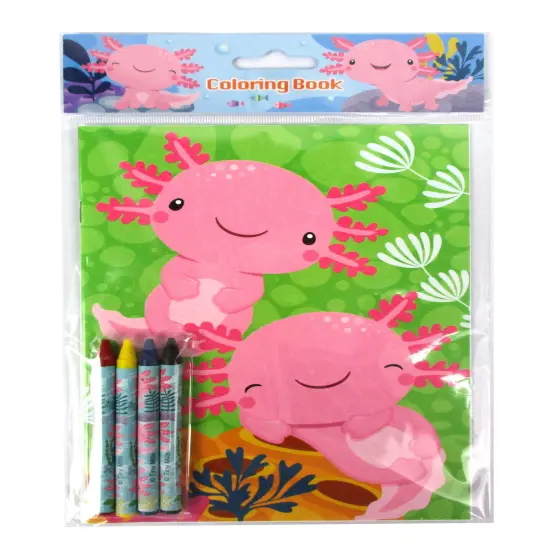 TINYMILLS Axolotl Coloring Book Set with 12 Coloring Books and 48 Crayons {4}