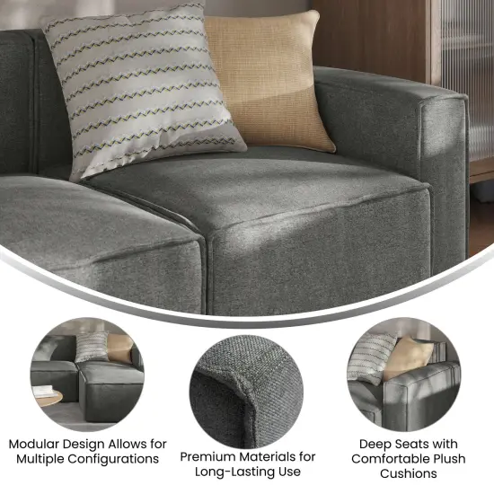 Merrick Lane Weller Modular Right Side Chair with Arm Rest Dark Gray {2}