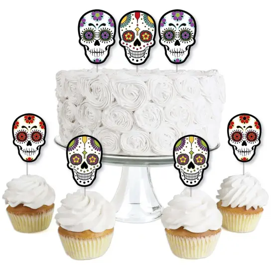 Big Dot of Happiness Day of the Dead - Dessert Cupcake Toppers - Sugar Skull Party Clear Treat Picks - Set of 24 {1}
