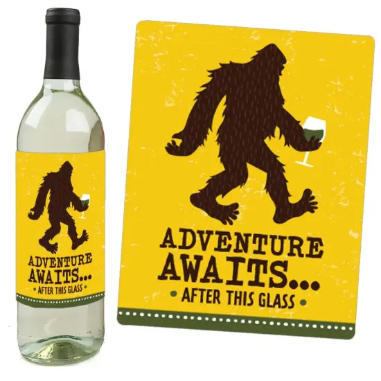 Big Dot of Happiness Sasquatch Crossing - Bigfoot Party or Birthday Party Decorations for Women and Men - Wine Bottle Label Stickers - Set of 4 {3}