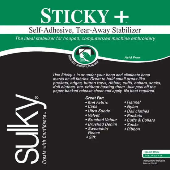 Sulky Sticky Self-Adhesive Tear-Away Stabilizer-22.5"X36" {1}