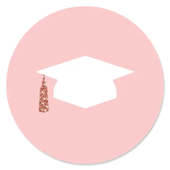 Big Dot of Happiness Rose Gold Grad - Graduation Party Circle Sticker Labels - 24 Count {1}