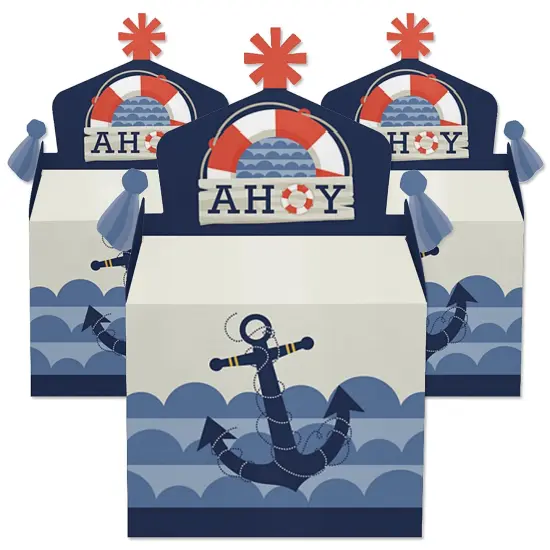 Big Dot of Happiness Ahoy - Nautical - Treat Box Party Favors - Baby Shower or Birthday Party Goodie Gable Boxes - Set of 12 {3}