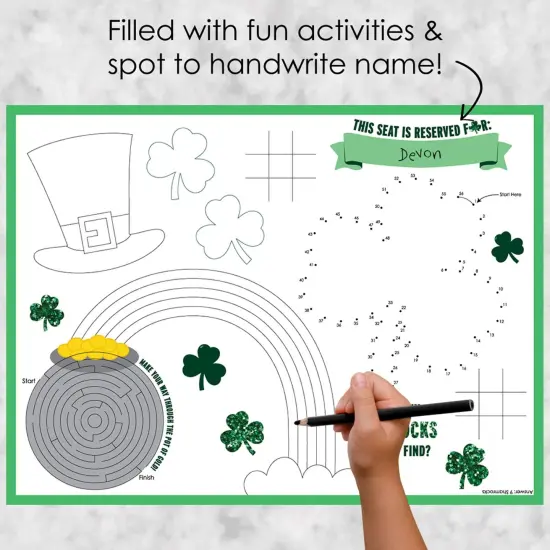 Big Dot of Happiness St. Patrick's Day - Paper Saint Paddy's Day Party Coloring Sheets - Activity Placemats - Set of 16 {3}
