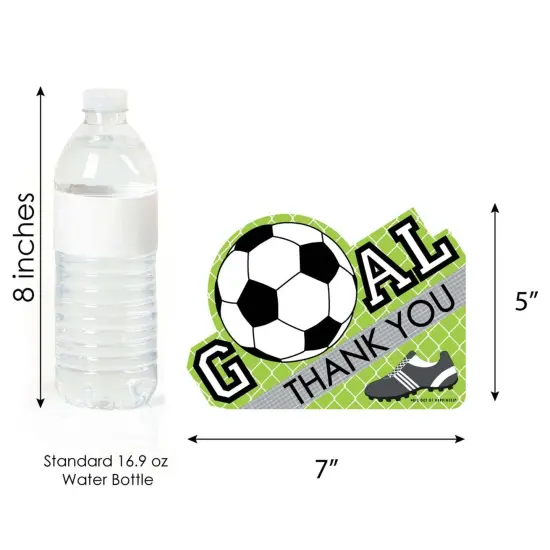 Big Dot of Happiness Goaaal - Soccer - Shaped Thank You Cards - Baby Shower or Birthday Party Thank You Note Cards with Envelopes - Set of 12 {7}