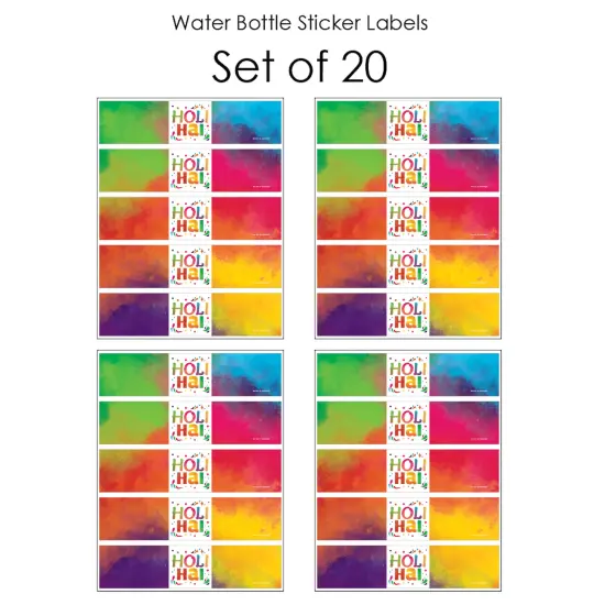 Big Dot of Happiness Holi Hai - Festival of Colors Party Water Bottle Sticker Labels - Set of 20 {4}