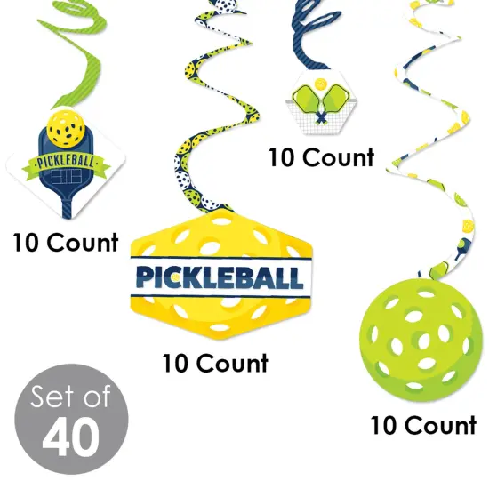 Big Dot of Happiness Let&rsquo;s Rally - Pickleball - Birthday or Retirement Party Hanging Decor - Party Decoration Swirls - Set of 40 {6}