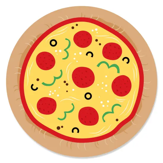 Big Dot of Happiness Pizza Party Time - Baby Shower or Birthday Party Circle Sticker Labels - 24 Count {1}