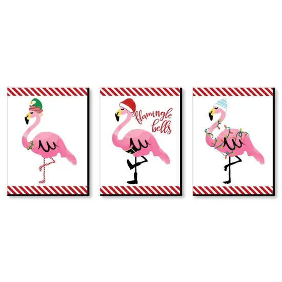 Big Dot of Happiness Flamingle Bells - Tropical Christmas Wall Art and Holiday Decorations - 7.5 x 10 inches - Set of 3 Prints {1}