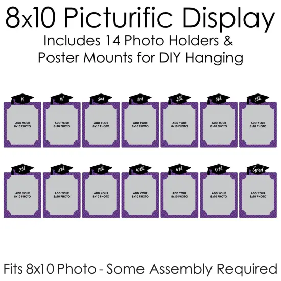 Big Dot of Happiness Purple Graduation 8 x 10 inches K-12 School Photo Holder - DIY Party Decor - Picturific Display {6}