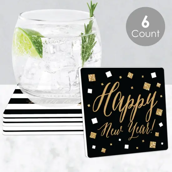 Big Dot of Happiness New Year's Eve - Gold - Funny New Years Eve Party Decorations - Drink Coasters - Set of 6 {3}