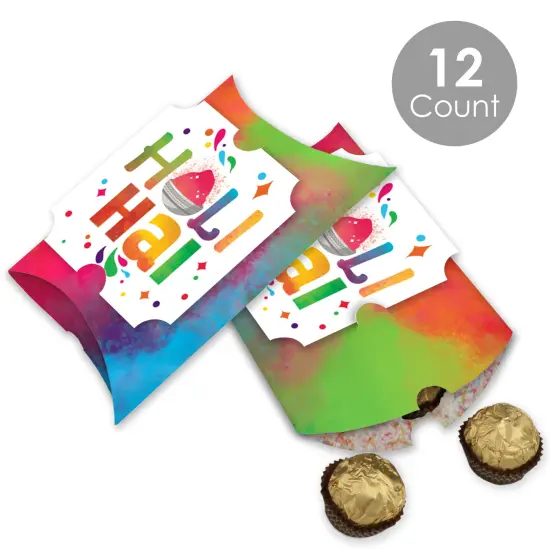 Big Dot of Happiness Holi Hai - Favor Gift Boxes - Festival of Colors Party Large Pillow Boxes - Set of 12 {3}