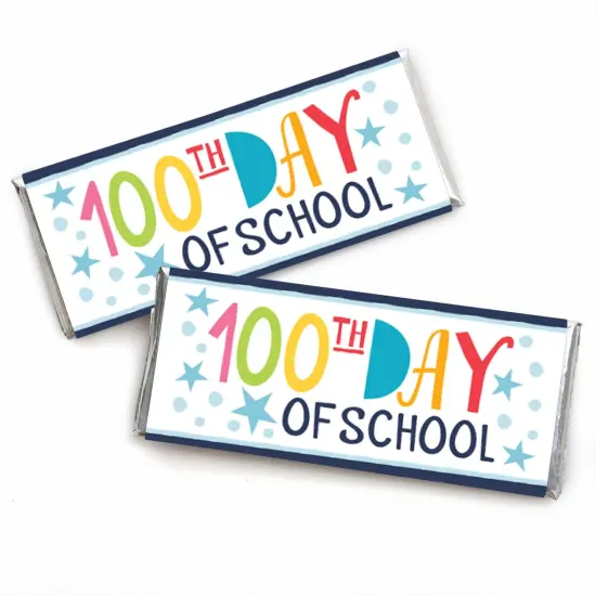 Big Dot of Happiness Happy 100th Day of School - Candy Bar Wrapper 100 Days Party Favors - Set of 24 {1}