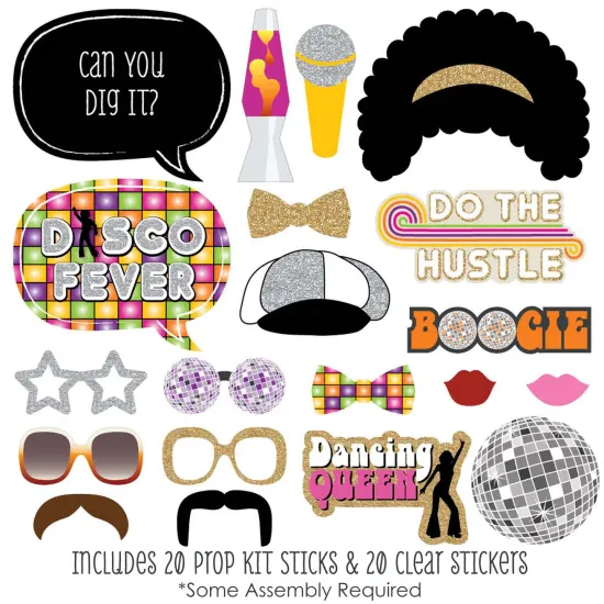 Big Dot of Happiness 70's Disco - 1970s Disco Fever Party Photo Booth Props Kit - 20 Count {3}