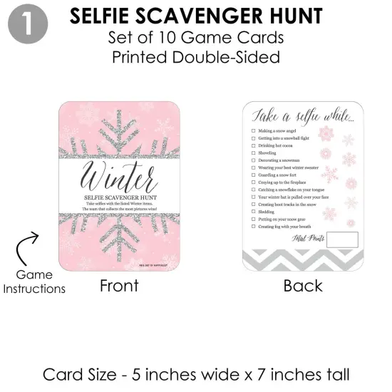 Big Dot of Happiness Pink Winter Wonderland - 4 Holiday Snowflake Birthday Party and Baby Shower Games - 10 Cards Each - Gamerific Bundle {6}