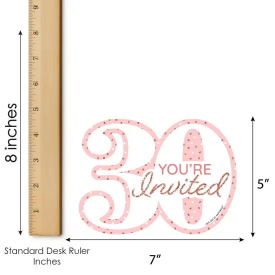 Big Dot of Happiness 30th Pink Rose Gold Birthday - Shaped Fill-In Invitations - Happy Birthday Party Invitation Cards with Envelopes - Set of 12 {7}